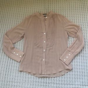 Theory silk shirting soft blouse champagne l large